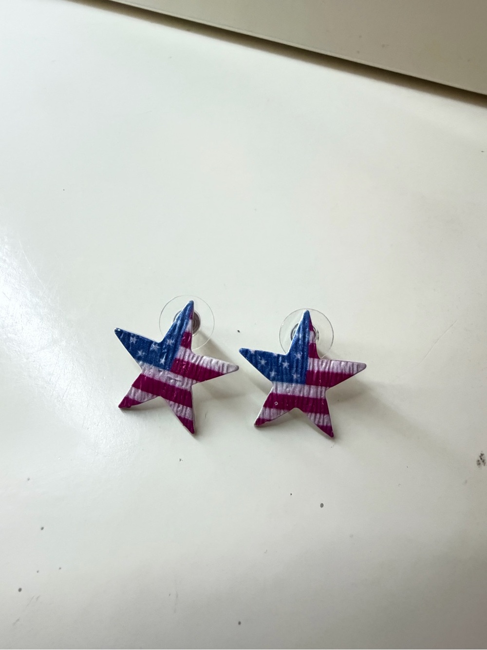 Kids Star Flag Stud Earrings - Blue & Pink